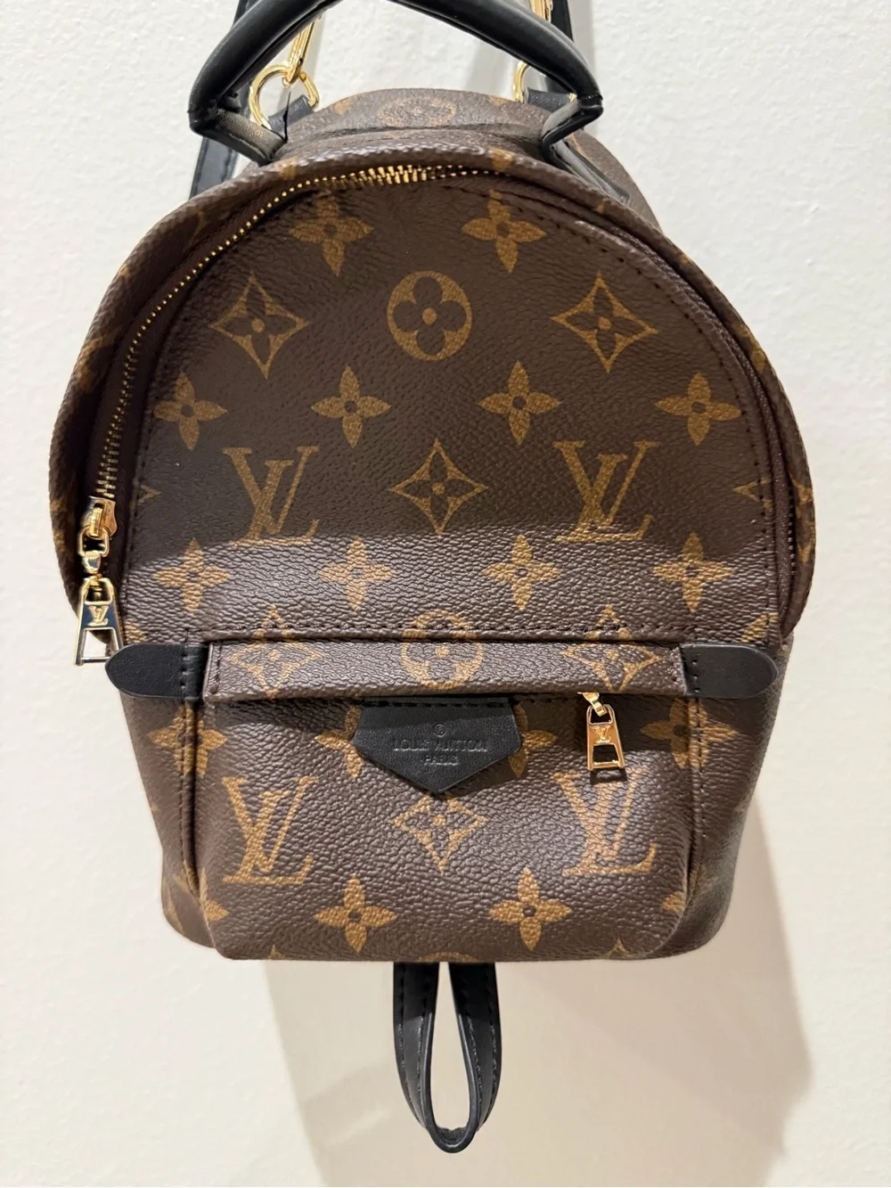 Brown Mini Backpack with Black Straps